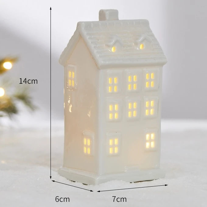 Ceramic LED Christmas pieces, create your festive village.