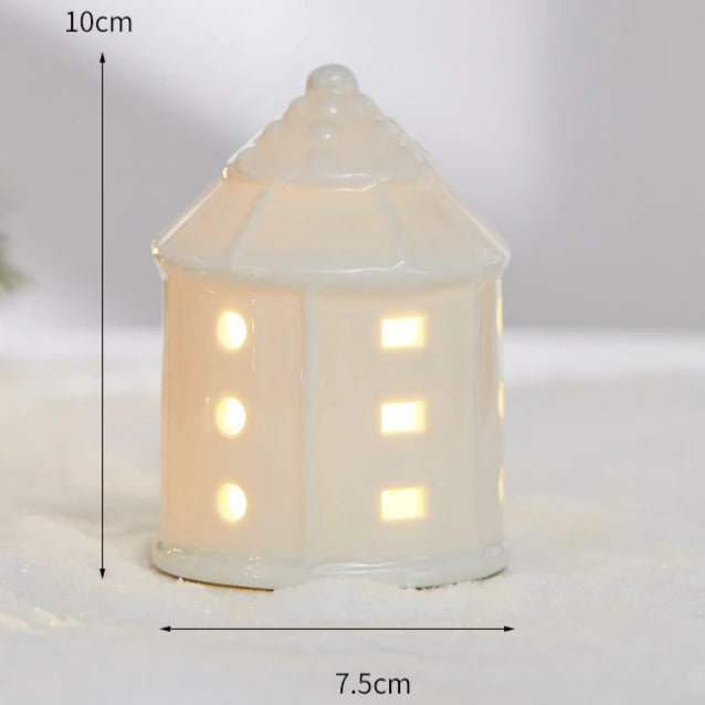 Ceramic LED Christmas pieces, create your festive village.