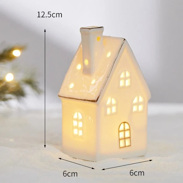 Ceramic LED Christmas pieces, create your festive village.