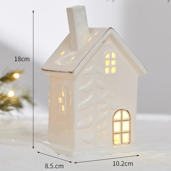 Ceramic LED Christmas pieces, create your festive village.