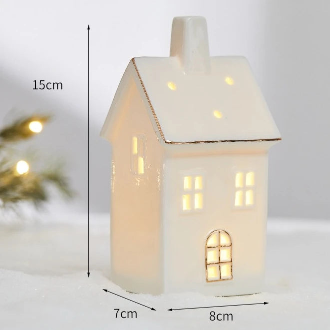 Ceramic LED Christmas pieces, create your festive village.