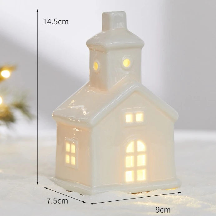 Ceramic LED Christmas pieces, create your festive village.