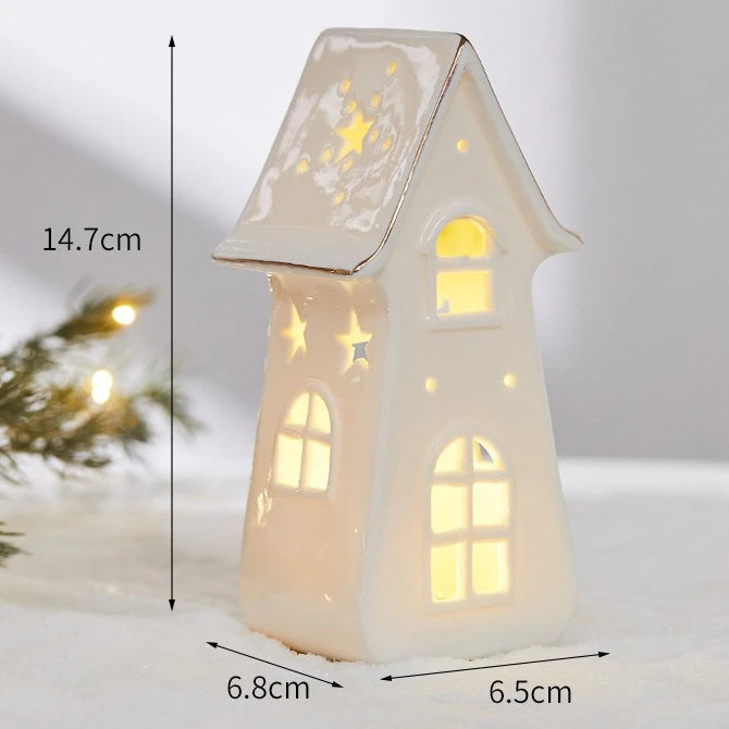 Ceramic LED Christmas pieces, create your festive village.